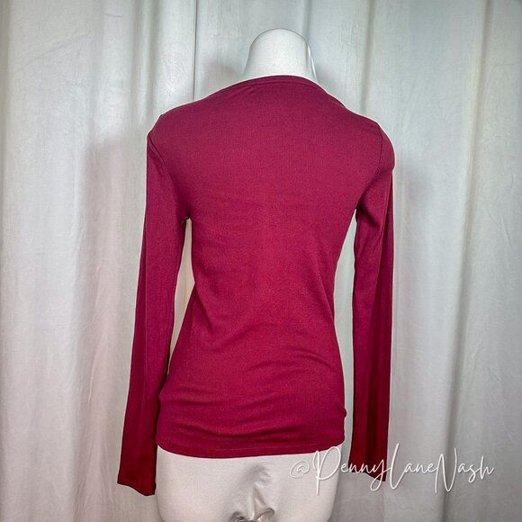 NWT Gap Ribbed Long Sleeve Henley T-Shirt Red Delicious - Picture 8 of 8